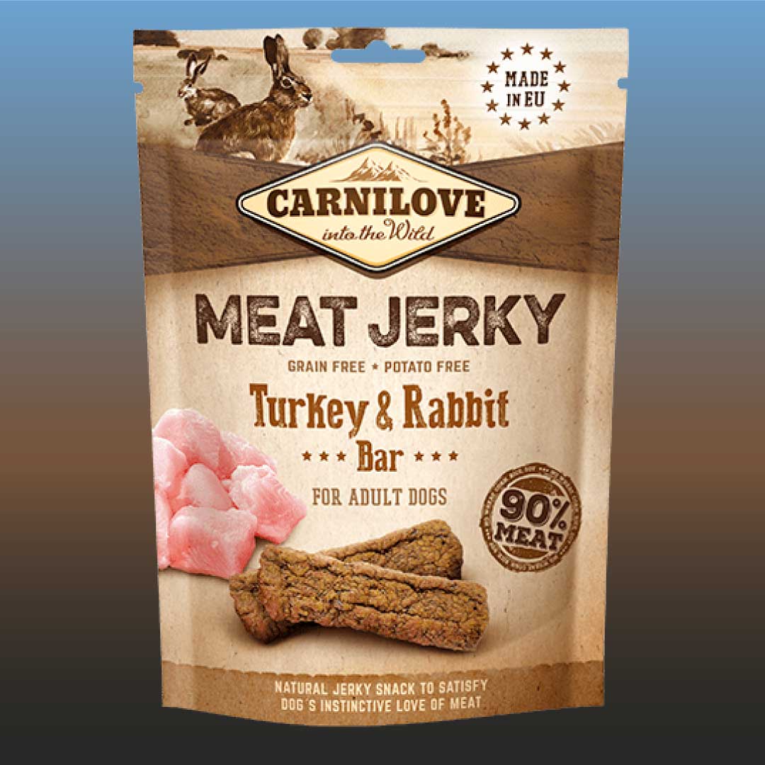 CARNILOVE Jerky Turkey & Rabbit Fillet Bar Dog Treats