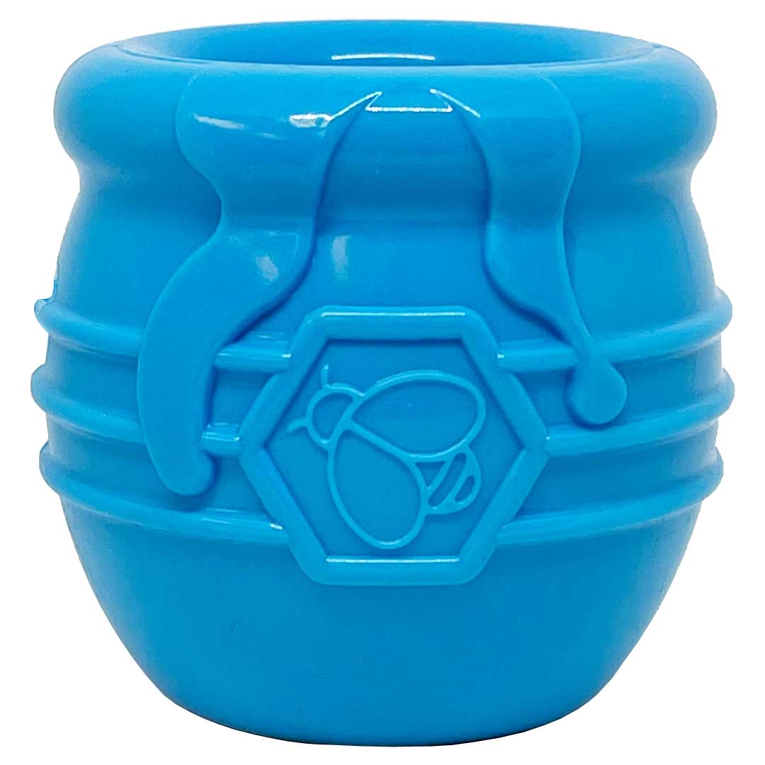 Large Honey Pot Durable Rubber Treat Dispenser & Enrichment Blue