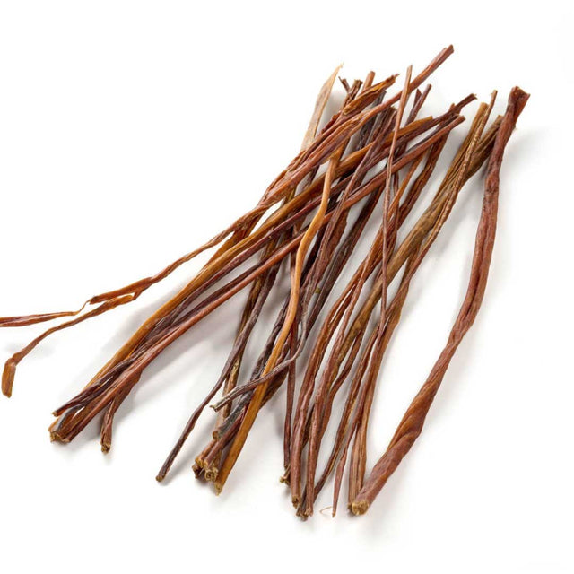 Beef spaghetti dog chews, long and natural dental treats.