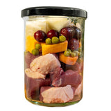 Raw Ingredients for Fidelis Gently Cooked Duck Dog Food – Fresh Duck, Sweet Potato, Carrots, Peas, Pears, and Cranberries.