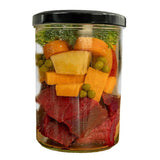 Raw Ingredients for Fidelis Gently Cooked Beef Dog Food – Fresh Beef, Sweet Potato, Carrots, Peas, Apples, and Broccoli.