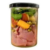 Raw Ingredients for Fidelis Gently Cooked Turkey Dog Food – Fresh Turkey, Sweet Potato, Carrots, Peas, Apples, and Spinach.