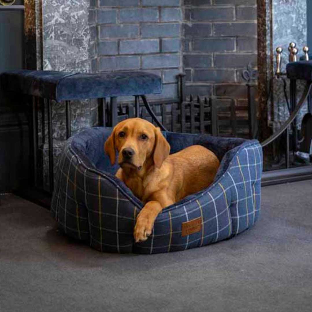 Navy Tweed Soft Snuggle Dog Bed