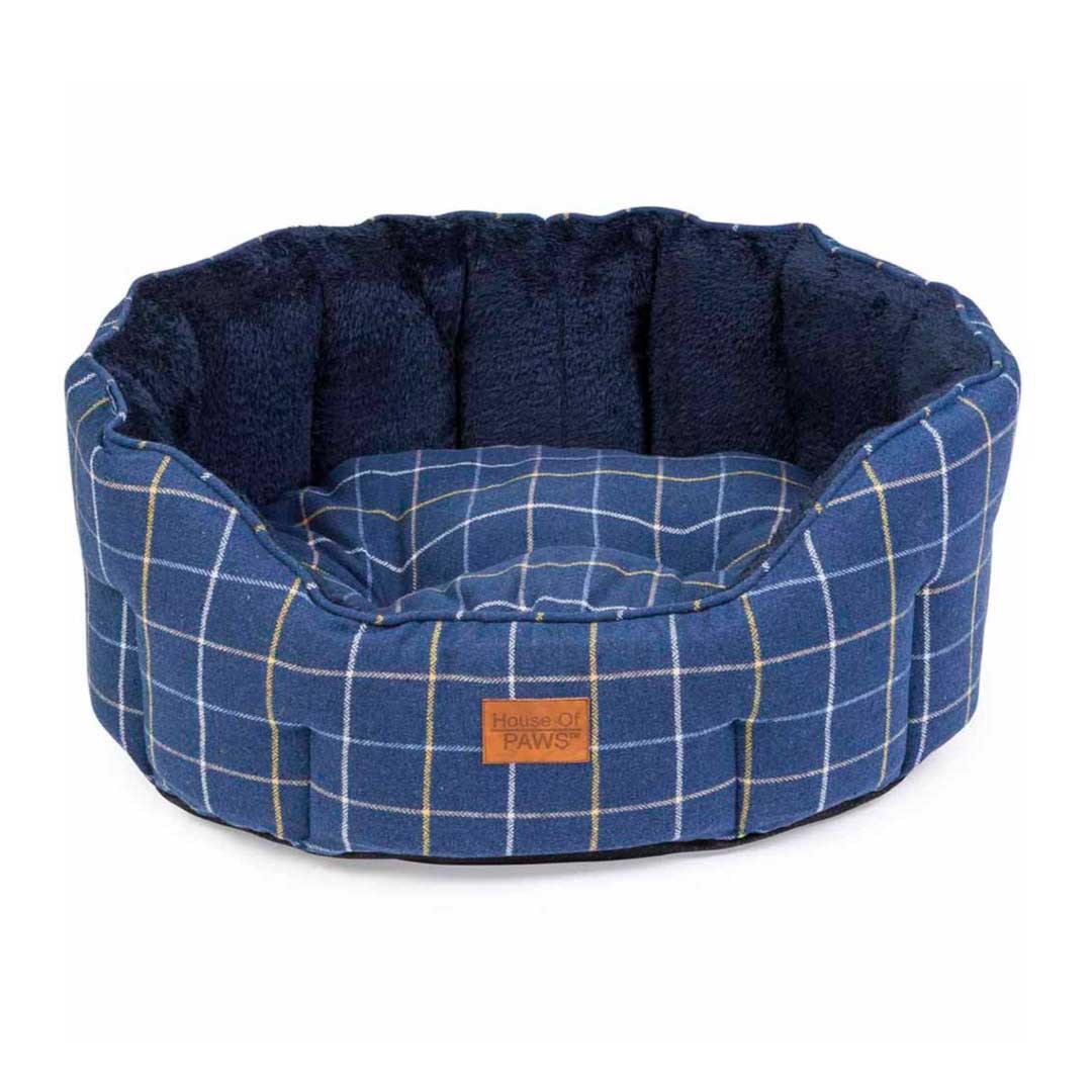 Navy Tweed Soft Snuggle Dog Bed