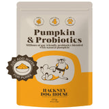 Pumpkin & Probiotic Powder for dogs sprinkled over food, showcasing its easy use as a digestive health supplement.