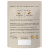 Packaging of Pumpkin & Probiotic Powder with text highlighting its real pumpkin content and millions of live cultures."