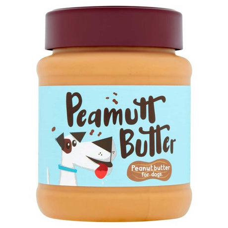 a jar of peanut butter for dogs and puppies that is free from additives