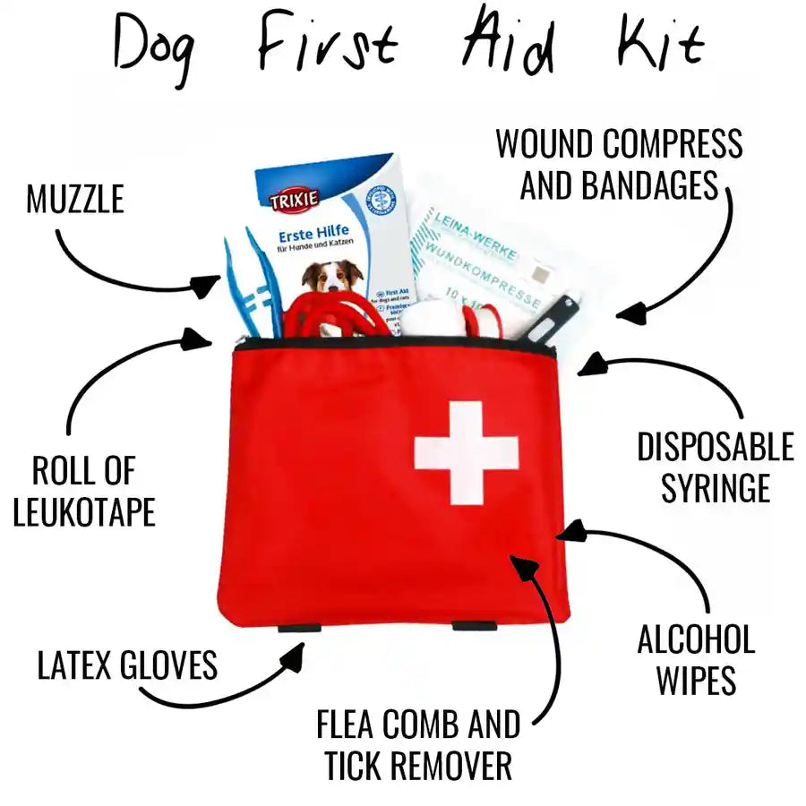 First Aid Kit for Dogs - Bandages, wipes, tweezers, leukotape and more... - BETTY & BUTCH®